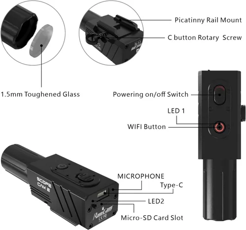 Miniatura 3 de RunCam Cámara Scope Cam 2, cámara de video de juego Airsoft HD 1080P, cámara de caza con zoom impermeable, cuerpo de aluminio, grabación de video