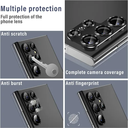 Miniatura 5 de Korecase Diseñado para Samsung Galaxy S23 Ultra Protector de lente de cámara Película de lente de vidrio templado, cubierta de cámara de metal