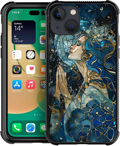 Miniatura 20 de ZHEGAILIAN Funda compatible con iPhone 13, fundas de cristal de color caballo de baile, parte trasera de vidrio templado+funda protectora