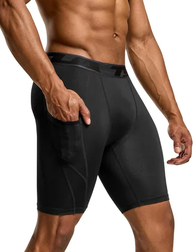 Miniatura 4 de TSLA Men's Athletic Compression Shorts, Active Cool Dry Sports Performance Running Tights with Pocket
