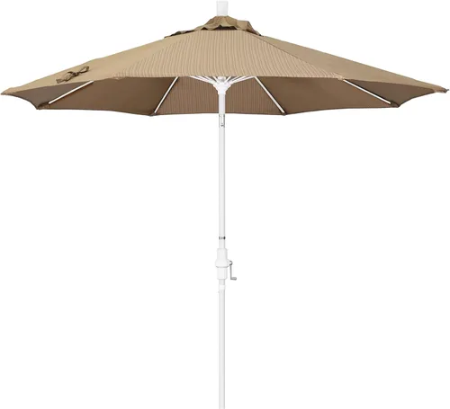 Miniatura 21 de California Umbrella paraguas de tela Olefin de 9 pies de fibra de vidrio de elevación basculante mercado de aluminio, paraguas con poste de bronce