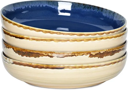 Miniatura 12 de Bosmarlin Tazones grandes de cerámica para pasta, 40 onzas, juego de 4, ensaladeras grandes, aptos para microondas y lavavajillas