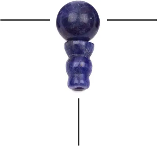 Miniatura 7 de Cherry Blossom Beads Piedra preciosa Mala Guru Bead – Turquesa africana – Tres agujeros 0.394 in redondo con torre de 0.276x0.394 in – Tres
