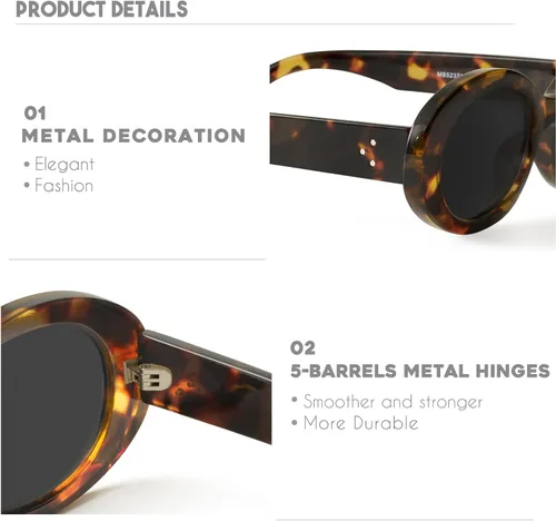 Miniatura 5 de mosanana Gafas de sol ovaladas retro de moda para mujer estilo de los años 90 MS52371