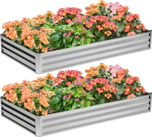 Miniatura 10 de 2 camas de jardín elevadas galvanizadas de 4 x 2 x 1 pies, macetas elevadas, caja de jardín de metal, planta grande para plantar al aire libre, cama