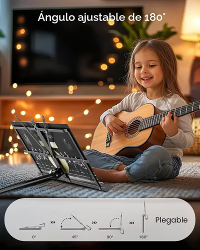 Miniatura 3 de K KASONIC Soporte de música, 2 en 1 de doble uso, plegable para partituras y soporte de escritorio para libros, portátil y ligero con clip para 1