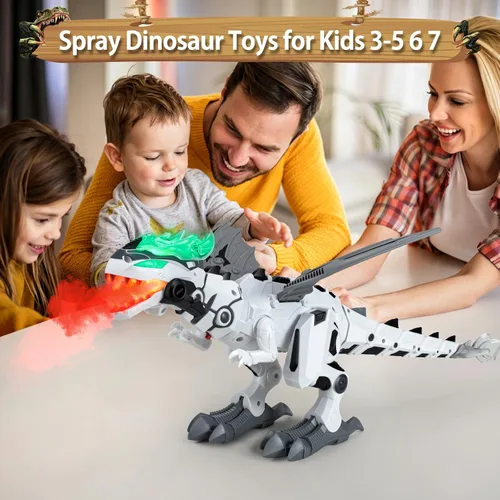 Miniatura 2 de Juguetes de dinosaurio para niños de 3 a 5 años, juguete eléctrico de dinosaurio caminante con respiración de fuego, espray de niebla y sonidos