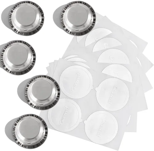Miniatura 10 de Grasseed Cápsula Vertuo recargable, kit de cápsulas Vertuo de acero inoxidable reutilizable con 40 tapas de aluminio, cuchara, cepillo, preparación
