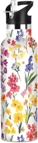 Miniatura 12 de Autumn Flowers Carnation Cactus Amaryllis Brown Leak Proof & BPA Free Sport Insulated Water Bottle With Straws Leak-proof Double-Wall Insulation for