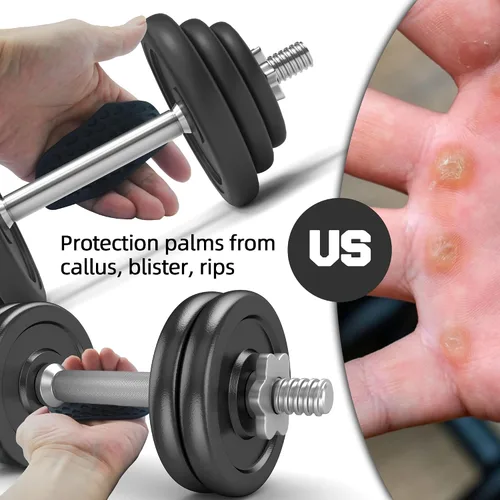 Miniatura 8 de Puños para levantamiento de pesas, guantes de entrenamiento ergonómicos para mujeres y hombres, agarres de goma para gimnasio sin dedos, agarres