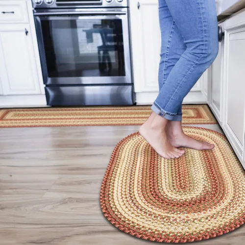 Miniatura 144 de Alfombra ovalada trenzada gris humo de 20 x 30 pulgadas, lavable para interiores y exteriores, decoración campestre para cocinas y entradas