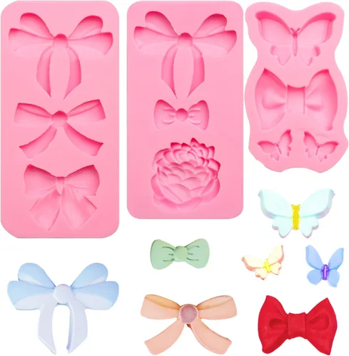 Miniatura 11 de Molde de lazo de silicona, 2 paquetes de moldes de silicona para pastel de chocolate, decoración de cupcakes, pasta de goma de mascar