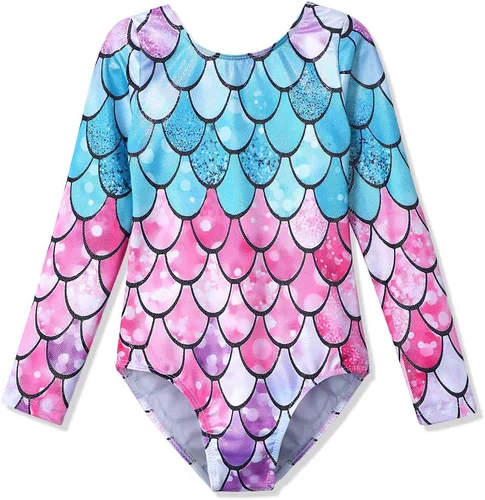 Leotardos de gimnasia para niñas, mallas de baile para niñas pequeñas, ropa de baile atlética y brillante con diseño de sirena, unicornio, color