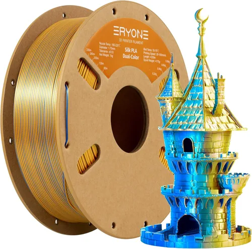 Miniatura 29 de ERYONE Filamento de ácido poliláctico (PLA) de seda bicolor para impresora 3D, de 1.75 mm +/- 0.03 mm, carrete de cartón de 1 kg (2.2 libras)