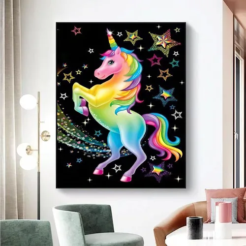 Miniatura 3 de Arte de diamante de unicornio - Kit de pintura de diamantes de bricolaje Crea tu propia obra maestra de unicornio brillante Incluye todas