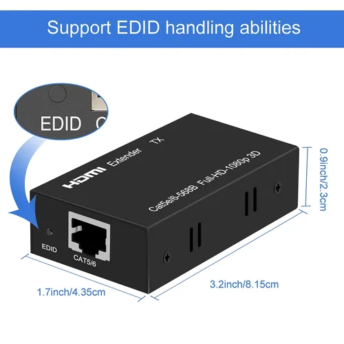 Miniatura 5 de Extensor HDMI de 196 pies HDMI sobre solo Cat5E/6/7 Repetidor HDMI Balun Transmisor Receptor Soporte 1080p 3D HDMI 1.4a HDCP EDID