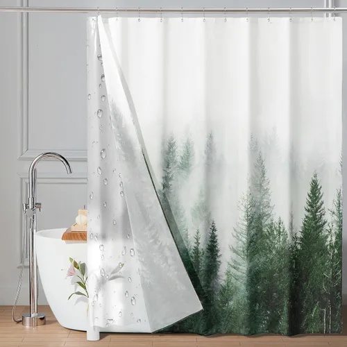 Miniatura 22 de ORTIGIA Juego de cortina de ducha pequeña 3 en 1 y forro de PEVA transparente, 36 x 72 pulgadas de ancho medio con 6 ganchos de doble cara, cortinas