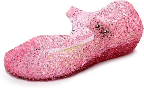 Dongni Disfraces de princesa, zapatos planos de gelatina, sandalias de disfraces para fiestas de cumpleaños para niñas pequeñas, inspiradas en