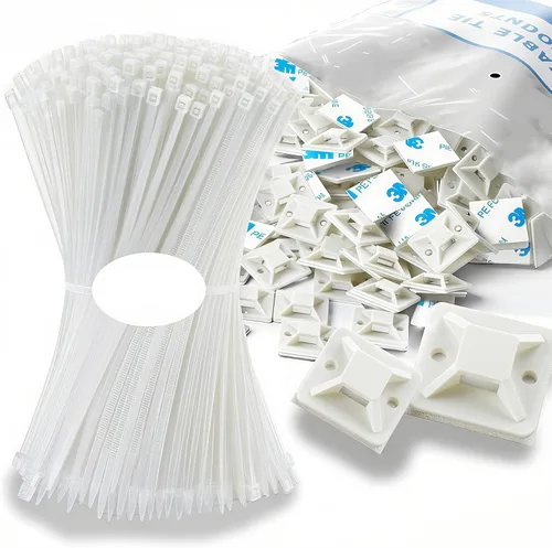 Miniatura 8 de Juego de 100 soportes autoadhesivos para cables para gestión de cables con almohadillas de palo, clips de anclaje, soportes cuadrados (negro)