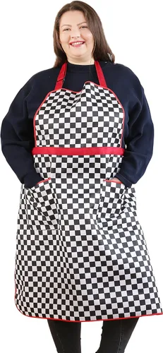 Miniatura 41 de Delantales de algodón y lino para hornear, talla grande, para mujer, con bolsillos, cocina