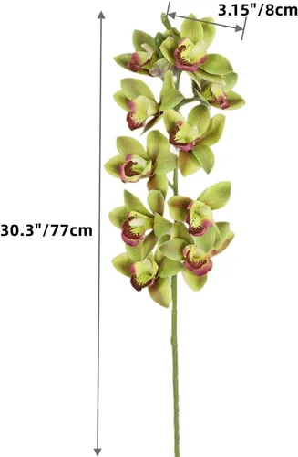 Miniatura 2 de XZJMY Flores artificiales de orquídeas artificiales 3D, flores artificiales de seda de 10 cabezas de seda, flores artificiales para exteriores