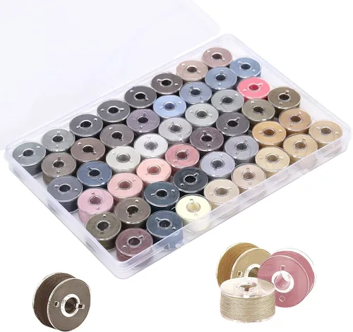 Miniatura 10 de Juego de 48 bobinas de hilo de coser de colores surtidos para máquina de coser Babylock Singer Janome Brother (colorido)