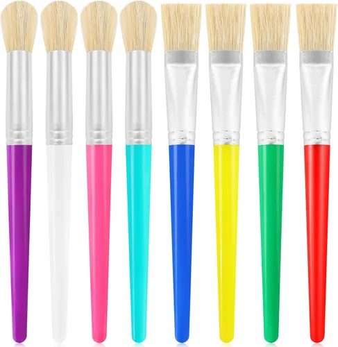 Pinceles de pintura para niños, 8 piezas de pinceles de pintura gordita para niños, juego a granel para manualidades, pinceles de pintura lavables