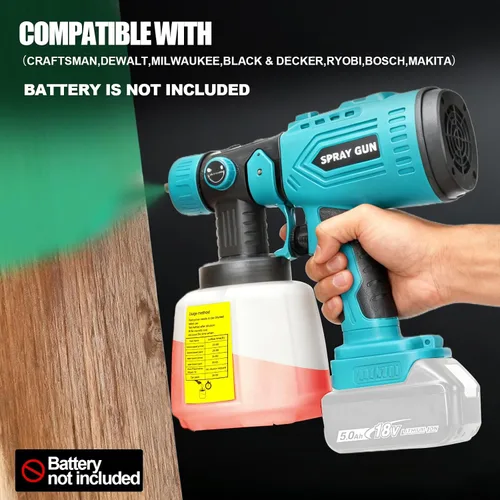 Miniatura 7 de Pulverizador de pintura inalámbrico para batería de 20V de Makita, pistola de pintura manual con 3 patrones de pulverización y 4 boquillas, ideal