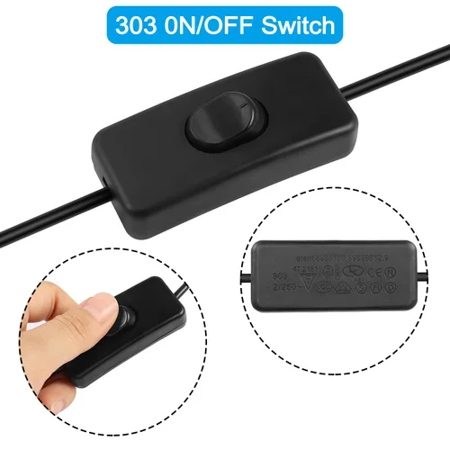 Miniatura 3 de Cable de extensión USB, 4 unidades, 5 V, macho a hembra, extensor con interruptor, adecuado para ventilador USB de 5 V, tira LED, lámpara
