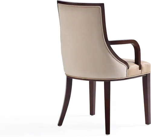 Miniatura 8 de Manhattan Comfort Grand - Silla de comedor de piel sintética con brazos, asiento acolchado con respaldo de ala, costuras rectangulares finas y marco