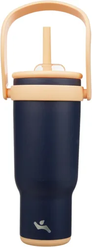 Miniatura 54 de Konokyo Vaso de 14 onzas con asa lateral, botella de agua aislada con popote y tapa 2 en 1, taza de acero inoxidable, taza de café de viaje