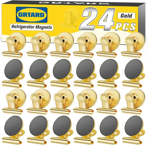 Miniatura 39 de Grtard Paquete de 12 clips magnéticos, imanes de nevera, clips magnéticos fuertes resistentes, clip magnético para pizarra blanca para oficina, Negro