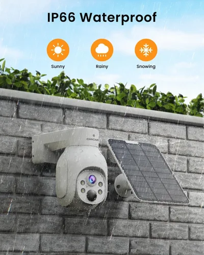 Miniatura 9 de Sistema de cámara de seguridad inalámbrica Camcamp, kit de cámara de seguridad PTZ de 6 cámaras con energía solar, HDD de 500GB, NVR de 4MP, fácil