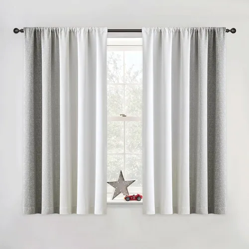 Miniatura 34 de Cortinas Ombre 100% Opacas de 63 Pulgadas de Largo 2 Paneles para Dormitorio Azul Blanco Patrón Degradado Oscurecimiento de Habitación Aislamiento