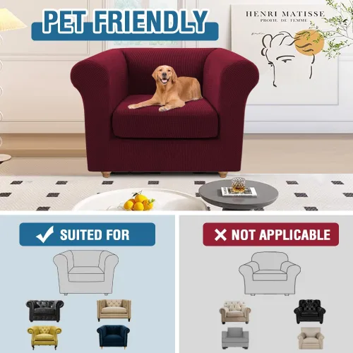 Miniatura 3 de Funda para silla Chesterfield de 2 piezas para sofá de 1 cojín, fundas para silla de brazo alto, 1 asiento, alta elasticidad, lavable, protector