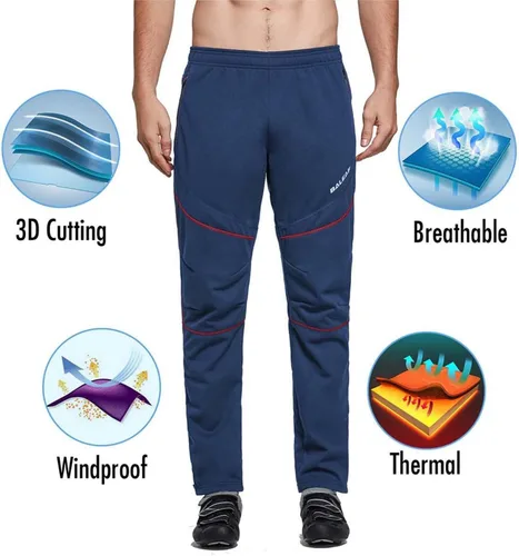 Miniatura 18 de baleaf Pantalones de forro polar para hombre, pantalones de ciclismo de invierno, ropa de bicicleta de montaña, equipo térmico para correr en clima