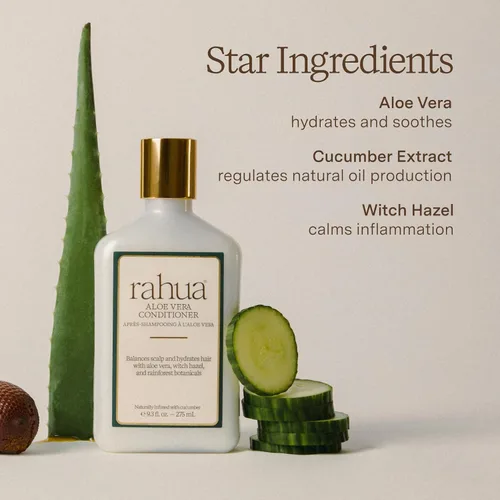 Miniatura 4 de Rahua Acondicionador de aloe vera, ligero, hidratante y calmante para cuero cabelludo sensible y todo tipo de cabello, infundido con pepino