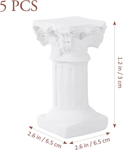 Miniatura 5 de Holibanna Estatuas de pilar romanas 5 piezas de resina mini pedestal griega para decoración del hogar, jardín, boda, fotografía, accesorios de 2.55