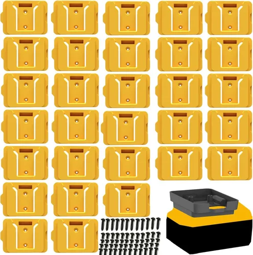 Miniatura 8 de Soportes de batería Gijok para montar en base Dewalt 20V/60V - Compatible con baterías DCB200, DCB203, DCB205, DCB206 (Amarillo, paquete de 5)