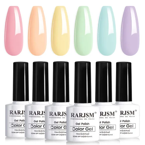 Miniatura 11 de RARJSM Juego de 6 esmaltes de uñas de gel que brillan en la oscuridad, color verde fluorescente, naranja, rosa intenso, morado, rojo, efecto