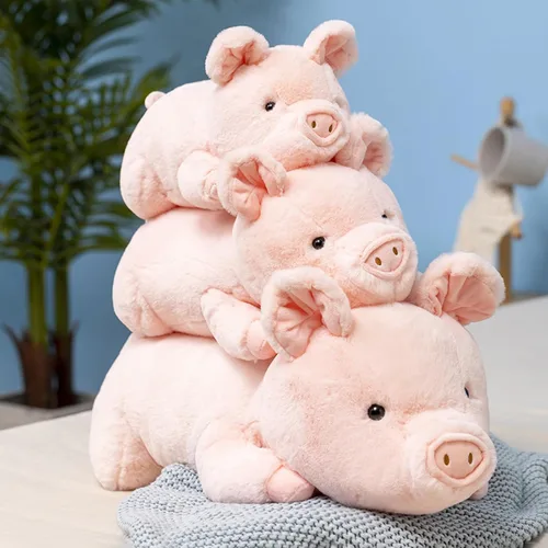 Miniatura 5 de Litence Animales de peluche con peso, 3.3 libras de cerdo con peso, animales de peluche de cerdo rosa, juguete de almohada para abrazar para niños