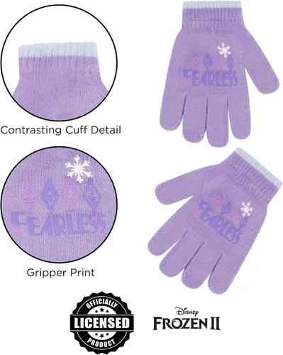 Miniatura 5 de Disney Juego de gorro y guantes de invierno para niñas de 2 a 4 años o Frozen 2 con gorro Elsa & Anna y guantes para niños de 4 a 7 años