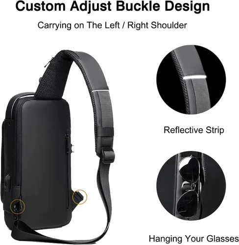 Miniatura 5 de FANDARE - Bolso de hombro para negocios, bolsa de pecho antirrobo con USB Azul