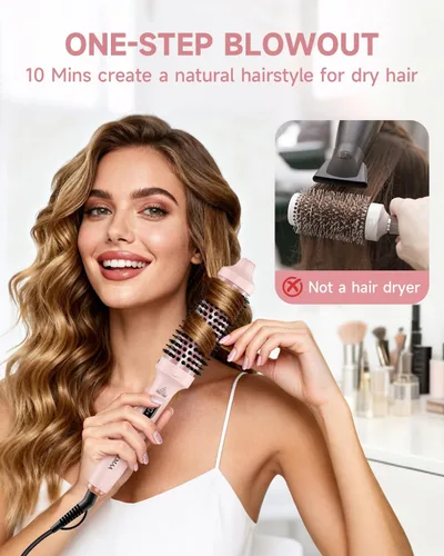 Miniatura 2 de Cepillo térmico redondo térmico de 1.5 pulgadas para cabello largo y seco, alisador con 3 ajustes de temperatura, cepillos de soplado para rizar