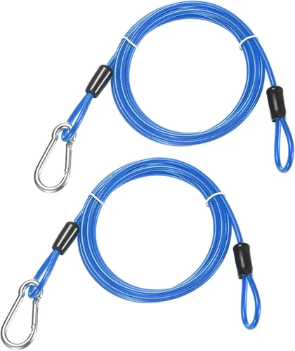 Miniatura 15 de Cable de seguridad con ganchos y bucles [2 piezas] – 6.56 pies / 258.3 pulgadas de acero inoxidable para equipaje de seguridad para bicicletas