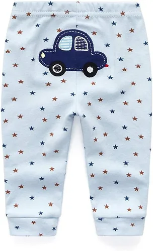 Miniatura 5 de Paquete de 4 pantalones unisex de algodón para bebé recién nacido, leggings casuales bordados de 0 a 24 meses para niños y niñas