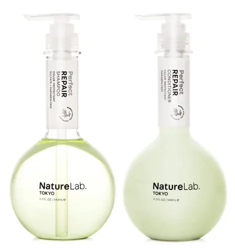 NatureLab.TOKYO Perfect Repair Shampoo & Conditioner Duo – Champú y acondicionador japonés para cabello dañado y teñido – Penetra raíces y restaura