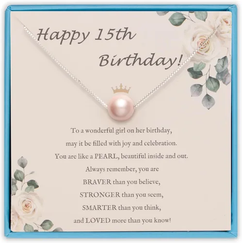 Miniatura 9 de Sereney Regalos de cumpleaños para niñas y mujeres, collar de perlas de plata esterlina como regalo de cumpleaños de 7, 9, 10, 11, 13, 15, 16, 18