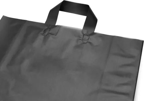 Miniatura 7 de Prime Line Packaging Bolsas de compras de plástico con asas para pequeñas empresas, bolsas negras esmeriladas, mercancía, venta al por menor