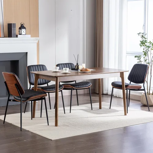 Miniatura 2 de ODUSE-DAILY Juego de 2 sillas de comedor modernas de mediados de siglo, sillas de cocina y comedor negras, juego de 2, sillas de cocina tapizadas
